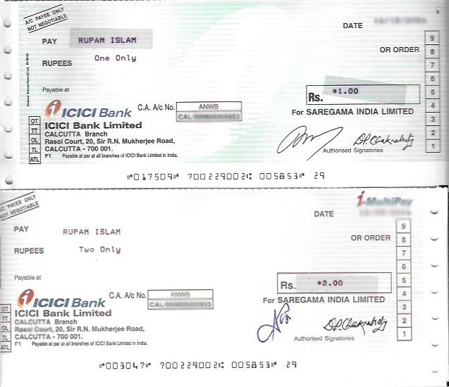Rupam Islam cheque